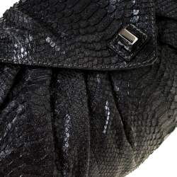 Pre Owned Zagliani Black Metallic Python Leather Shoulder Bag