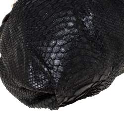 Pre Owned Zagliani Black Metallic Python Leather Shoulder Bag