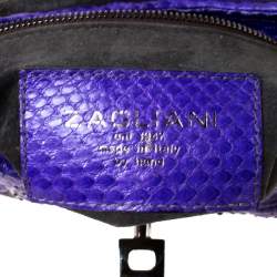 Pre Owned Zagliani Purple Python Leather Envelope Shoulder Bag
