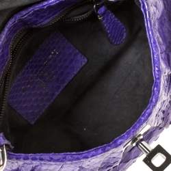 Pre Owned Zagliani Purple Python Leather Envelope Shoulder Bag