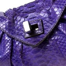 Pre Owned Zagliani Purple Python Leather Envelope Shoulder Bag