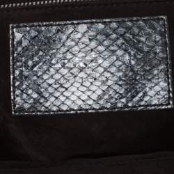 Zagliani Gun Metal Python Medium Puffy Hobo