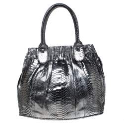 Zagliani Gun Metal Python Medium Puffy Hobo