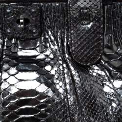 Zagliani Gun Metal Python Medium Puffy Hobo