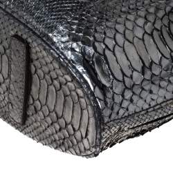 Zagliani Gun Metal Python Medium Puffy Hobo