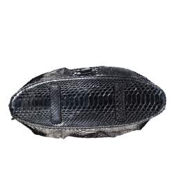 Zagliani Gun Metal Python Medium Puffy Hobo