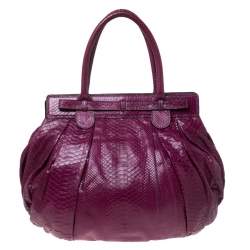 Zagliani Plum Python Puffy Hobo
