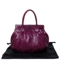 Zagliani Plum Python Puffy Hobo