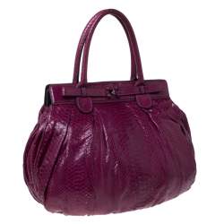 Zagliani Plum Python Puffy Hobo