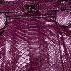 Zagliani Plum Python Puffy Hobo