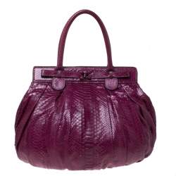 Zagliani Plum Python Puffy Hobo