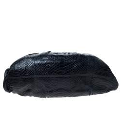 Zagliani Navy Blue Python Puffy Hobo