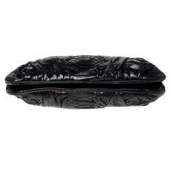 Zagliani Black Python Leather Clutch 