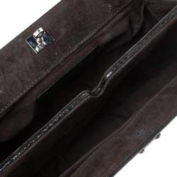Zagliani Black Python Leather Clutch 