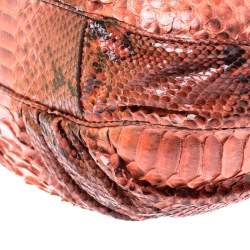 Pre Owned Zagliani Orange Python Leather Hobo 
