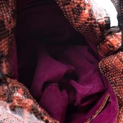 Pre Owned Zagliani Orange Python Leather Hobo 