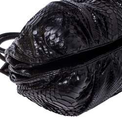 Zagliani Metallic Black Python Puffy Hobo