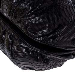 Zagliani Metallic Black Python Puffy Hobo