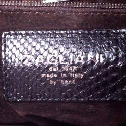 Zagliani Metallic Black Python Puffy Hobo
