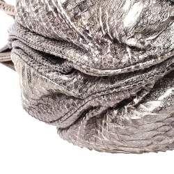 Zagliani Cream/Black Metallic Python Puffy Hobo