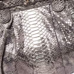 Zagliani Cream/Black Metallic Python Puffy Hobo
