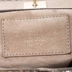 Zagliani Cream/Black Metallic Python Puffy Hobo