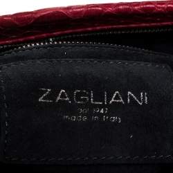 Zagliani Red Python Leather Flash Clutch