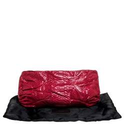 Zagliani Red Python Leather Flash Clutch