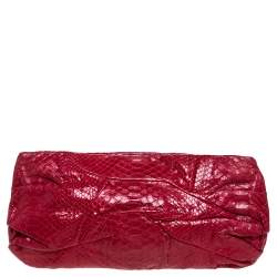 Zagliani Red Python Leather Flash Clutch
