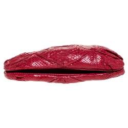 Zagliani Red Python Leather Flash Clutch