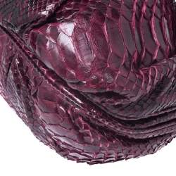 Zagliani Burgandy Python Small Puffy Bag