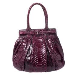 Zagliani Burgandy Python Small Puffy Bag