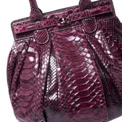 Zagliani Burgandy Python Small Puffy Bag