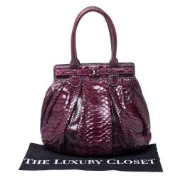 Zagliani Burgandy Python Small Puffy Bag