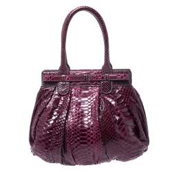 Zagliani Burgandy Python Small Puffy Bag