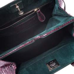 Zagliani Burgandy Python Small Puffy Bag