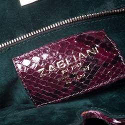 Zagliani Burgandy Python Small Puffy Bag