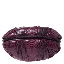 Zagliani Burgandy Python Small Puffy Bag