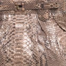 Zagliani Metallic Peach and Grey Python Puffy Hobo