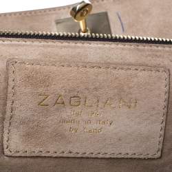 Zagliani Metallic Peach and Grey Python Puffy Hobo