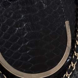 Zagliani Black Python Shoulder Bag