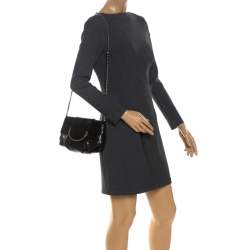 Zagliani Black Python Shoulder Bag