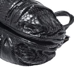 Zagliani Black Python Puffy Hobo
