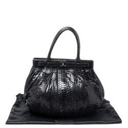 Zagliani Black Python Puffy Hobo