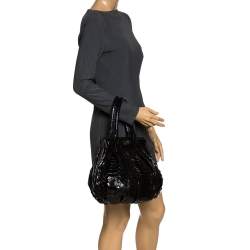 Pre Owned Zagliani Black Python Small Puffy Bag