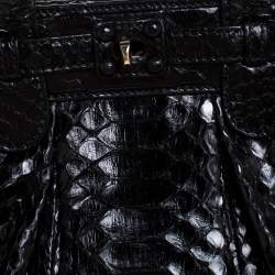 Pre Owned Zagliani Black Python Small Puffy Bag