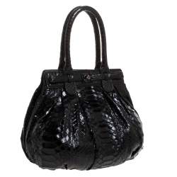 Pre Owned Zagliani Black Python Small Puffy Bag