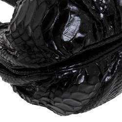 Pre Owned Zagliani Black Python Small Puffy Bag