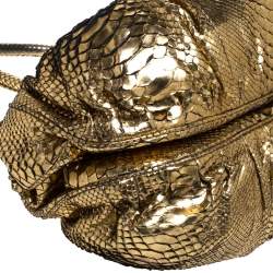 Zagliani Metallic Gold Python Puffy Hobo
