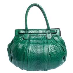 Zagliani Green Python Puffy Hobo